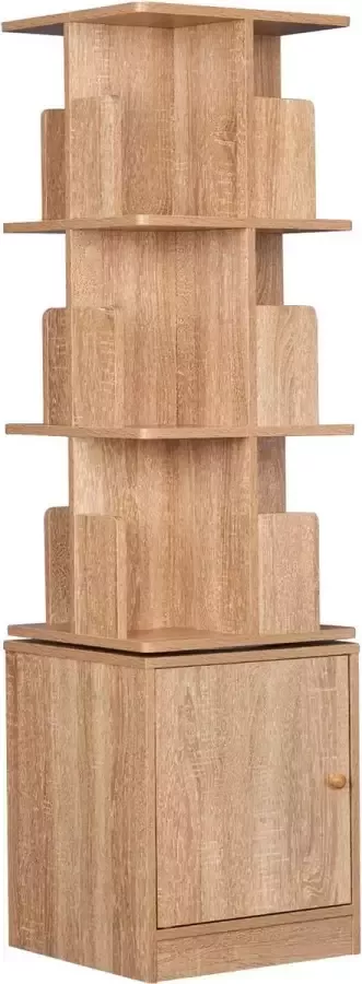 CGPN draaibare boekenkast rek voor boekdecoratie scheidingswand met kast en deur staand rek in woonkamer kinderkamer MDF-hoekkast (E1) 360° vrij draaibaar houtlook