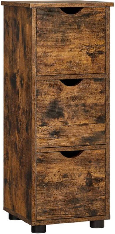 CGPN Smal badkamermeubel met 3 laden ladekast opbergkast bijzetkast 30 x 30 x 80 cm badkamer woonkamer slaapkamer keuken vintage bruin BBK150X01 - Foto 2