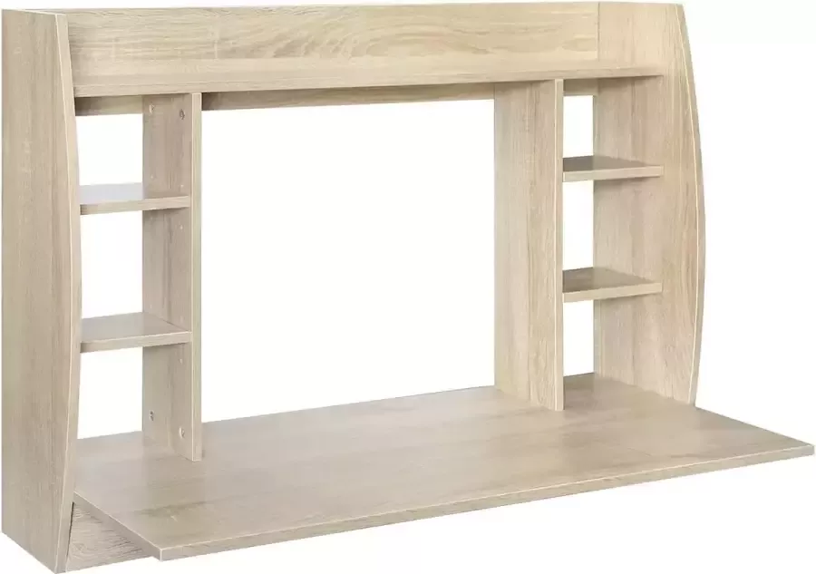 CGPN wandbureau in eiken Sonoma 110x75x48cm hangend bureau met stevig plankelement en ruime vakken wandtafel wandkast bureau computer