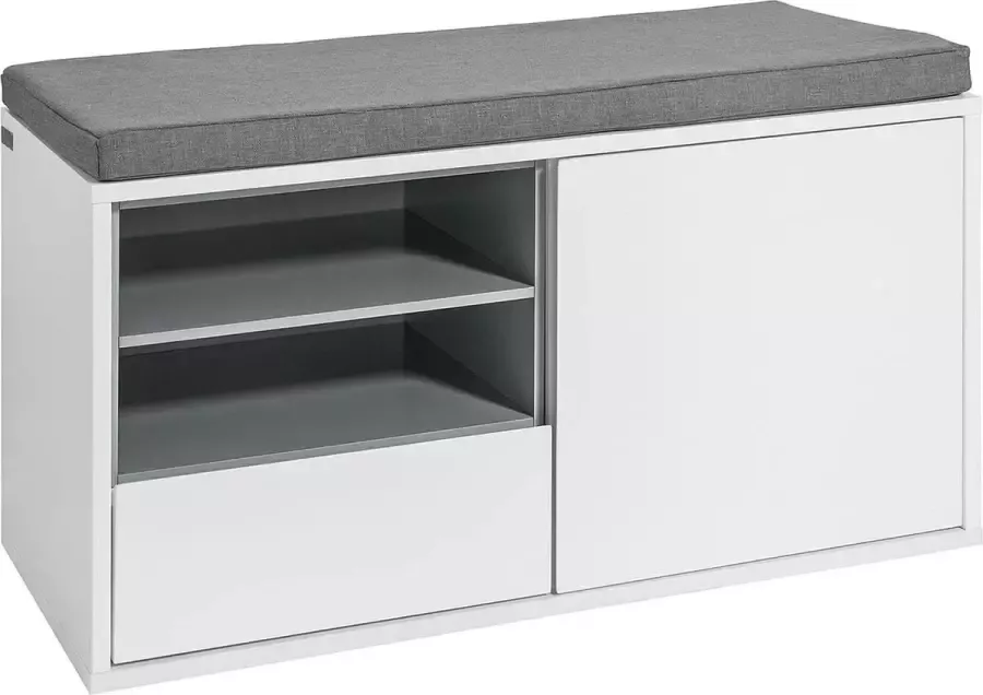 CGPN zitbank met zitkussen schoenenkast garderobebank bedbank wit BHT ca: 80x46x35cm