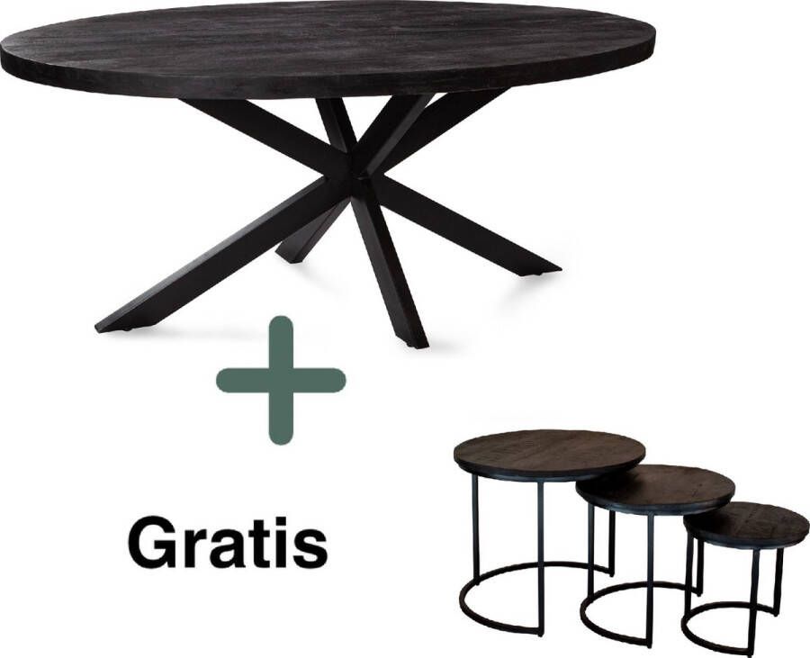 Chair up meubels Eettafel ovaal 200cm matrixpoot van metaal blad 5cm dik 100cm breed