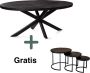 Zita Home Eettafel ovaal 200cm- matrixpoot volledig zwart blad 5cm dik 200x100x77cm massiefhout - Thumbnail 2