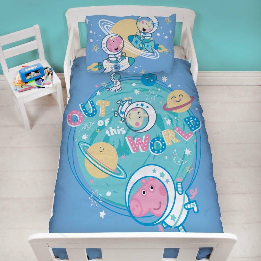 Characterworld George Pig peuter dekbedovertrek 120 x 150 cm. Peppa George Big juniorbed dekbed blauw