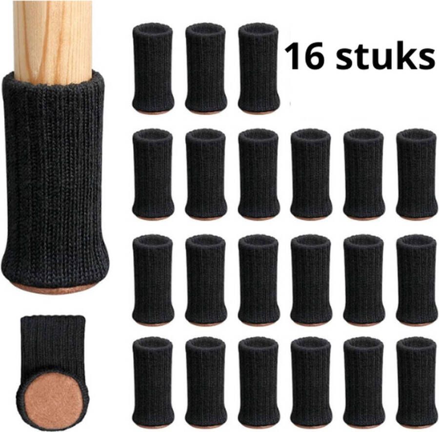 Cheapass Stoelpoot beschermers Stoelpoot sokken Vloerbeschermer Stoelpootdoppen Zwart met bruin onderkant- 16 stuks