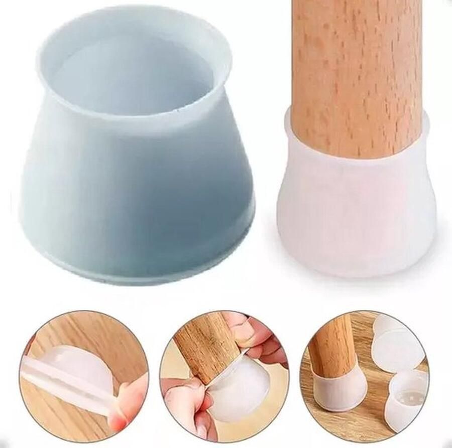 Cheaperito 8 Stuks Siliconen Stoelpootdoppen I Stoelpootbeschermers I Tafelpoot Beschermers I Tafelpoot Doppen I Transparant I 3 6- 4.3 CM Diameter I Rekbaar