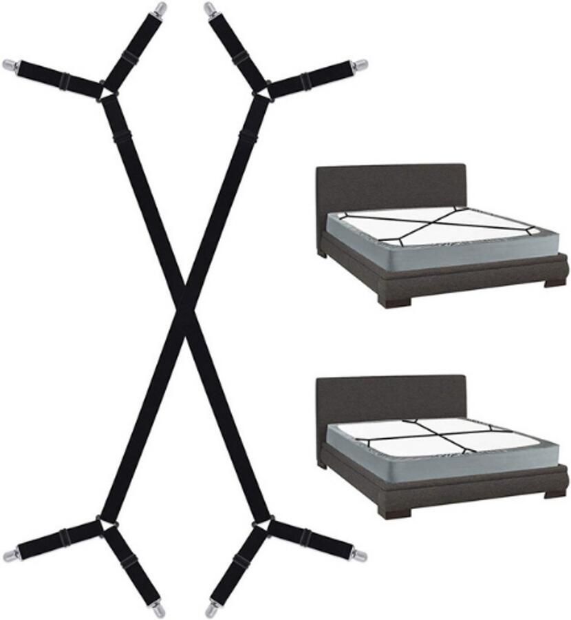 Cheaplys Lakenspanners – 2 Stuks – Verstelbare Hoeslaken Spanners – Bed Lakenspanners – Lakenhouders – Matras Clips – Lakenspanners Hoeslaken – Bedbretels – Lakenbretels – Anti-Slip Bedspanners Zwart