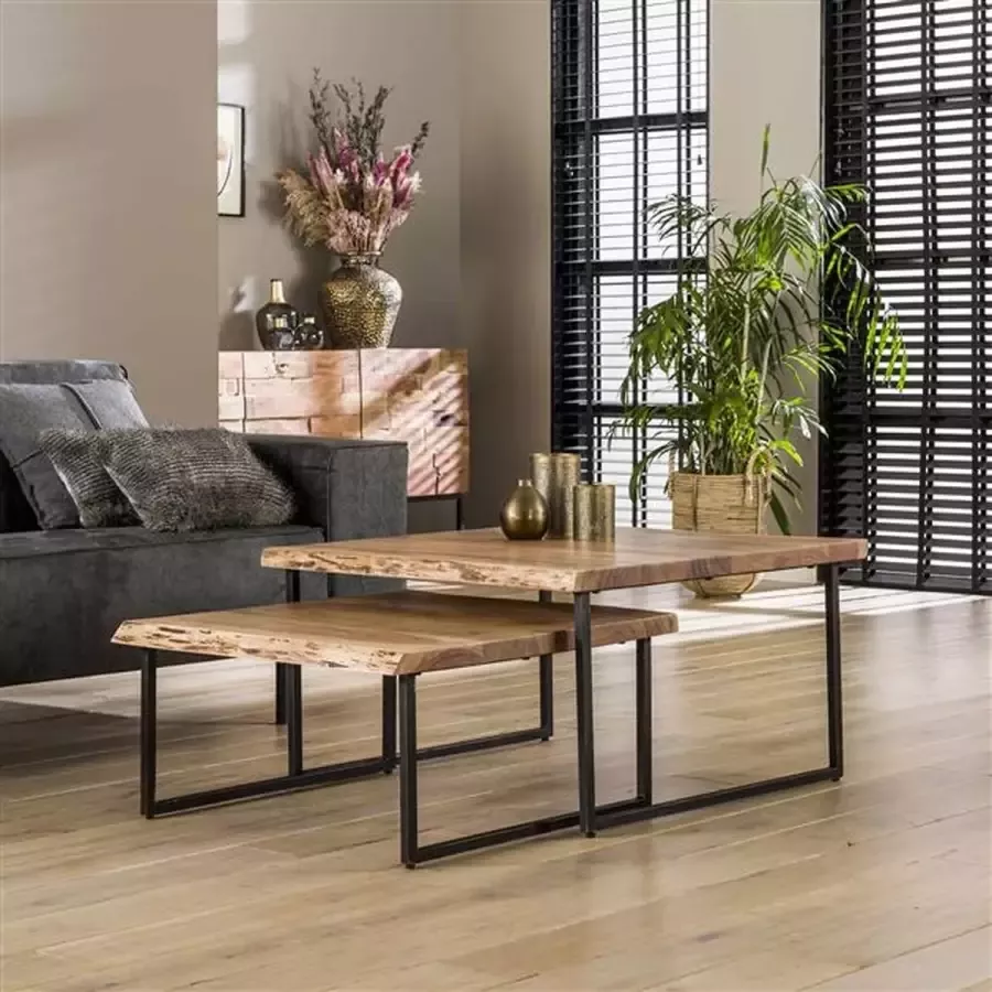 Cheers Living Salontafel set 2 edge Massief acacia naturel
