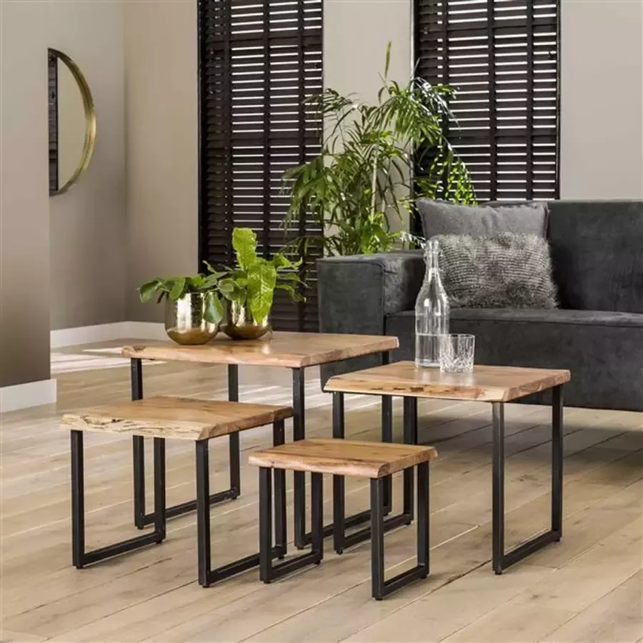 Cheers Living Salontafel set 4 edge Massief acacia naturel