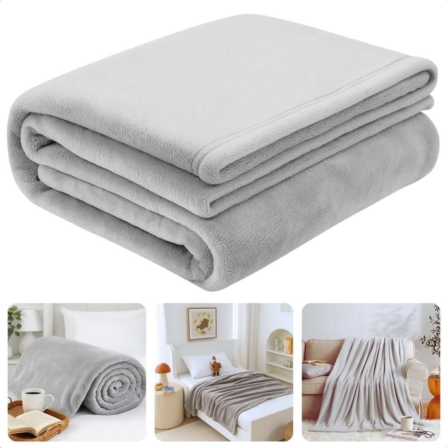 Cheqo Grijze Fleece Deken 150x200 cm – Zachte Plaid Flannel – Warme Deken voor Bank of Bed – Polyester Fleece – Ultiem Comfort – Dekentje – Duurzame & Stijlvolle Interieur Decoratie