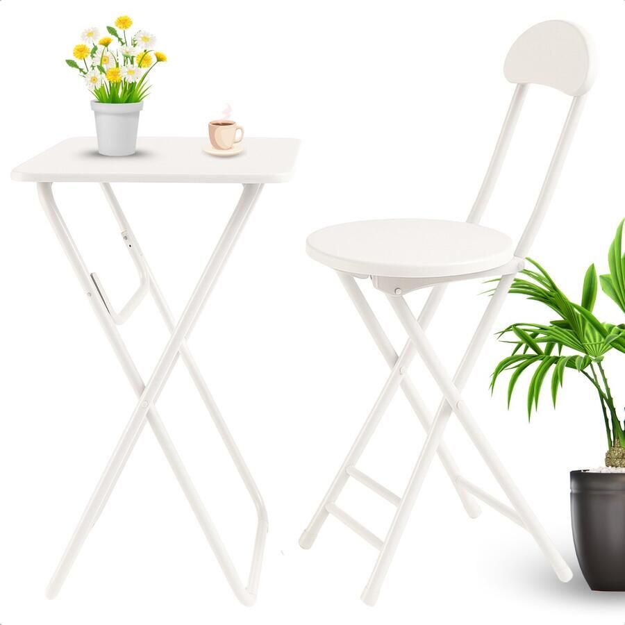 Cheqo Universele Tafel Set met Stoel Bureau Eettafel Kindertafel Klaptafel Met Stoel Ideaal voor Kinderen Kinderkamer MDF Wit