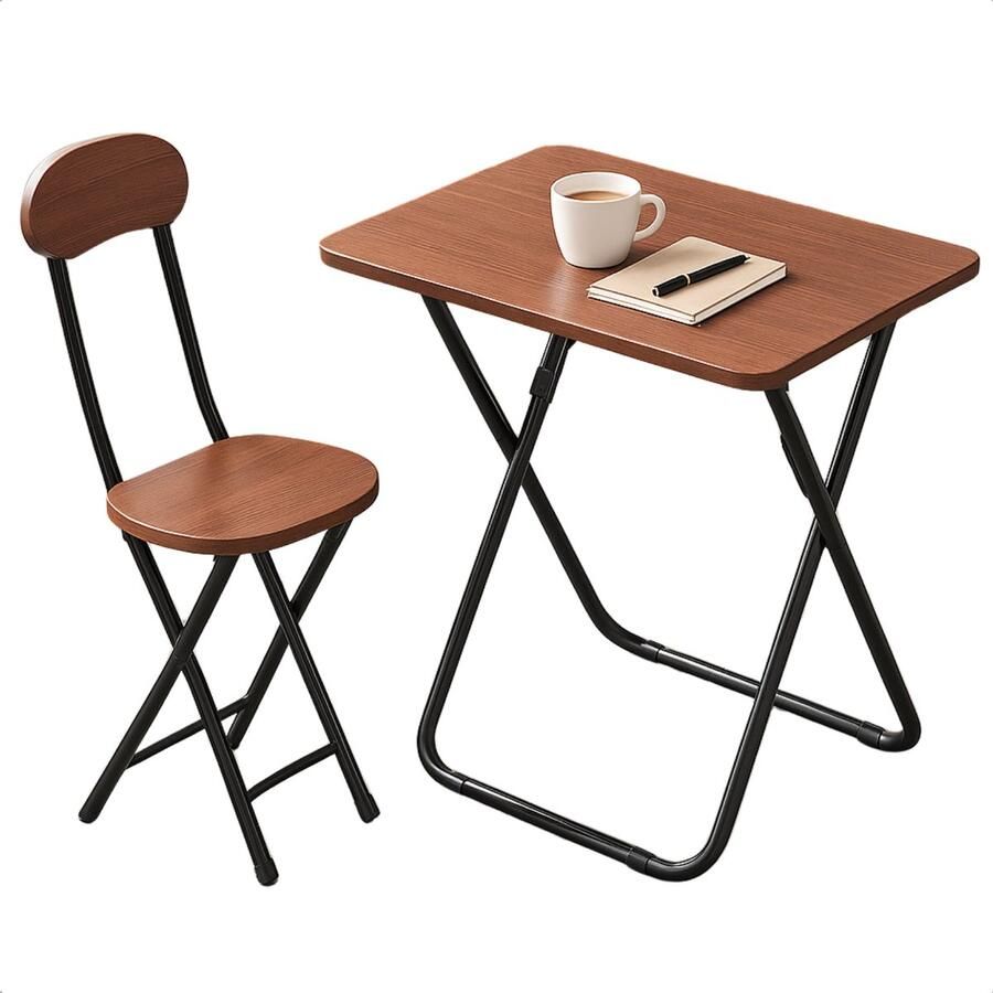 Cheqo Universele Tafel Set met Stoel Bureau Eettafel Kindertafel Klaptafel Met Stoel Ideaal voor Kinderen Kinderkamer MDF Bruin