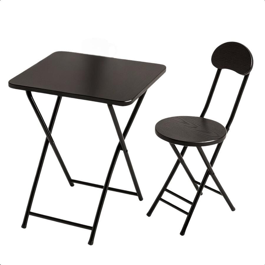 Cheqo Universele Tafel Set met Stoel Bureau Eettafel Kindertafel Klaptafel Met Stoel Ideaal voor Kinderen Kinderkamer MDF Zwart - Foto 1