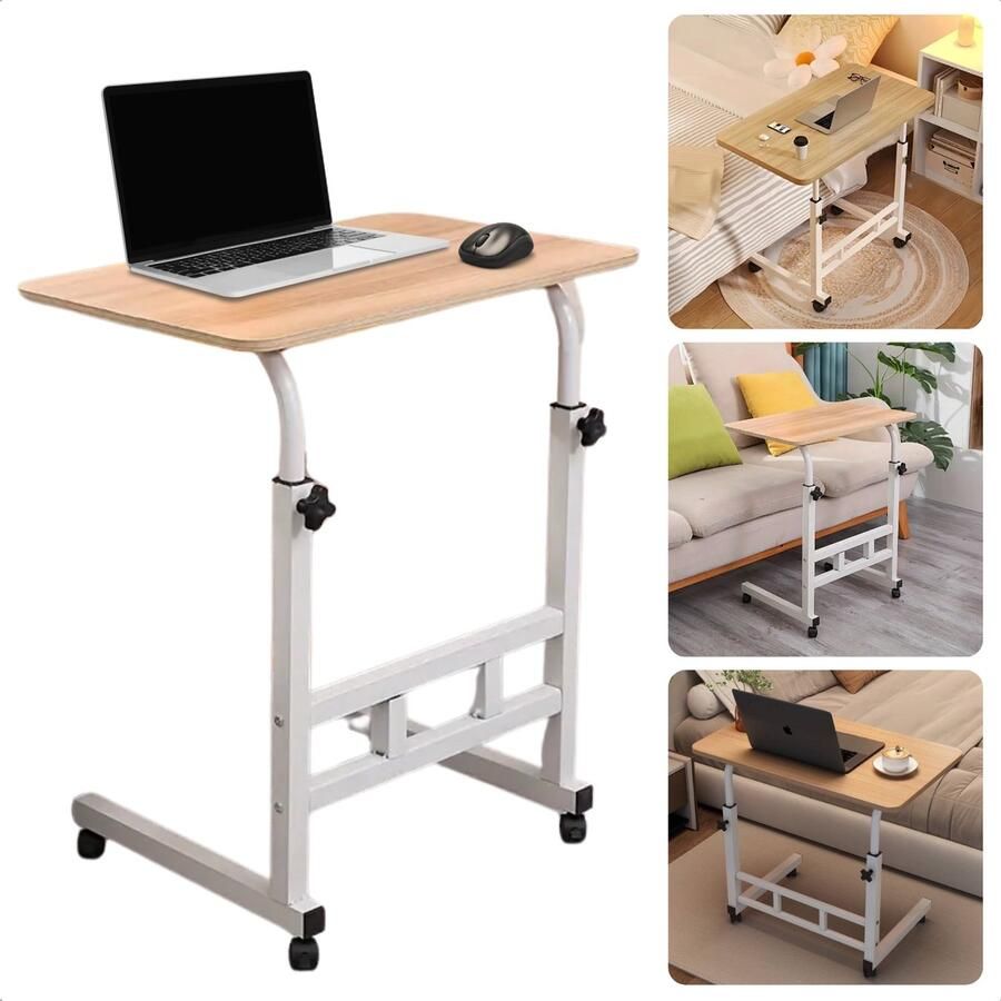 Cheqo Verrijdbare Laptoptafel Verrijdbaar Bureau Computertafel Laptop Standaard Verstelbare Bedtafel Banktafel Bijzettafel Laptop Tafel Praktich Inclusief EBOOK