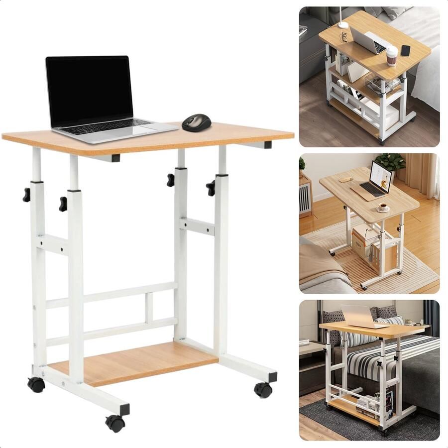 Cheqo Verrijdbare Laptoptafel Verrijdbaar Bureau Computertafel Laptop Standaard Verstelbare Bedtafel Banktafel Bijzettafel Laptop Tafel Inclusief EBOOK