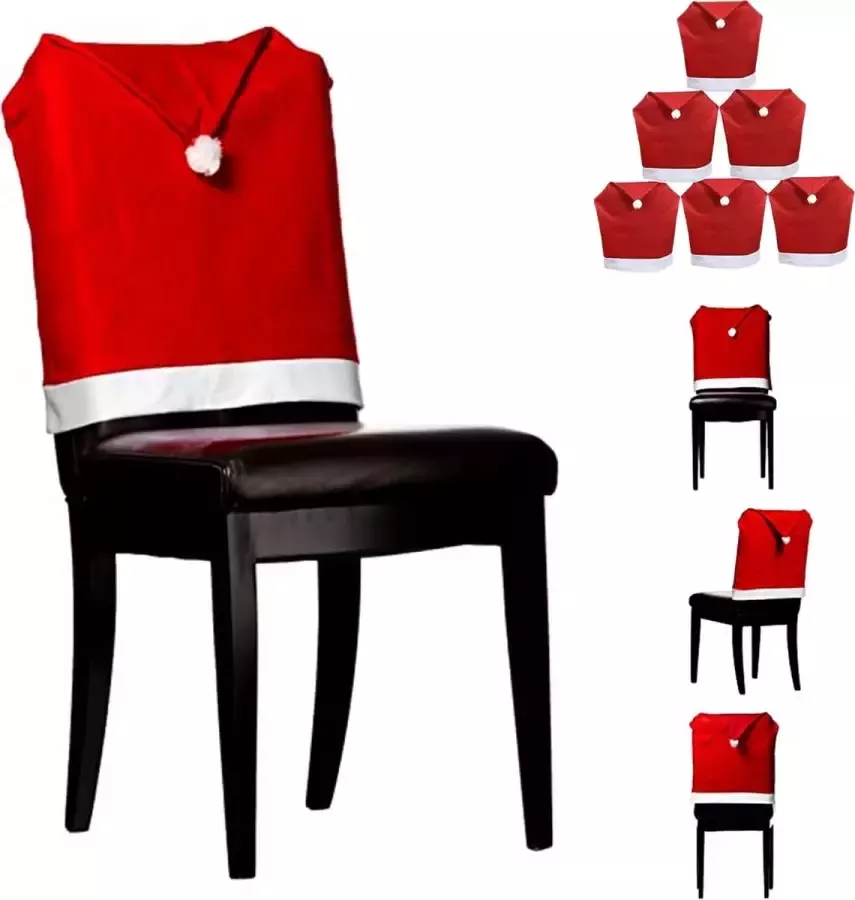 Cheqo Kerstmuts Stoelhoezen Kerst Stoelhoezen Kerst Decoratie Kerstdiner 6 stuks Default Title