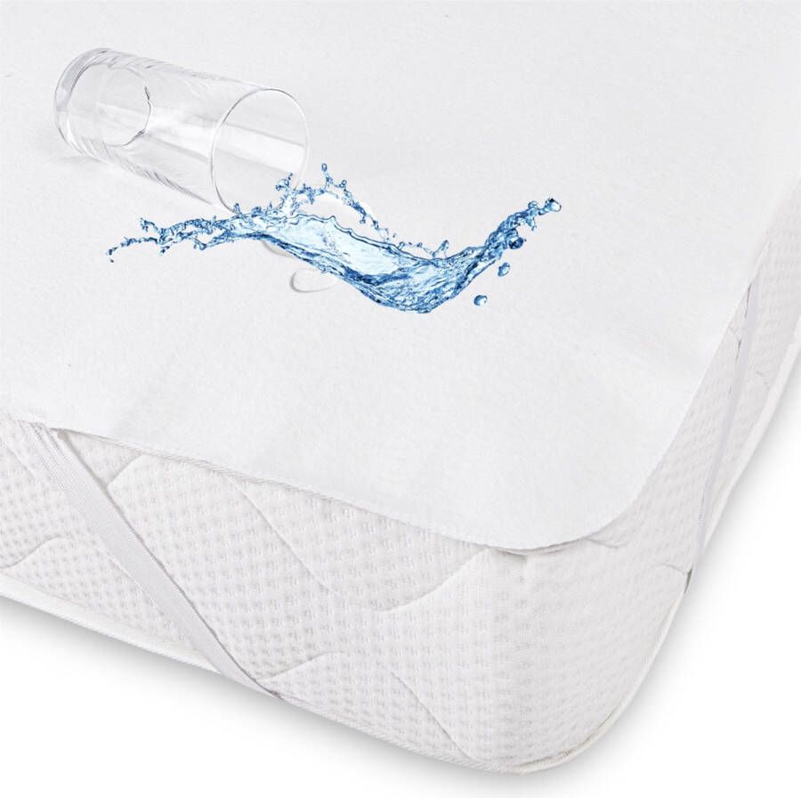 Molton Hoeslaken 200x220cm Waterdichte Matras Beschermer Incontinentie Matrasbeschermer 100% Katoen Wit Inclusief EBOOK