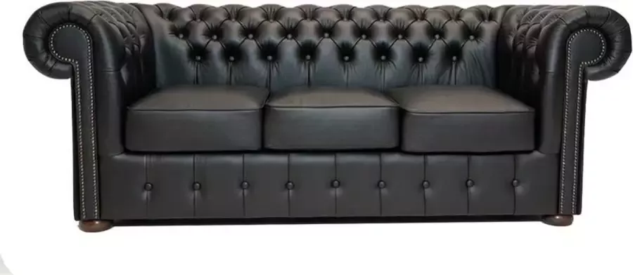 Chesterfield Bank Class Leer 3-zits Shiny Zwart 2 tot 4 weken levertijd - Foto 1