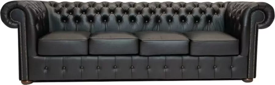 Chesterfield Bank Class Leer 4-zits Shiny Zwart 2 tot 4 weken levertijd - Foto 1