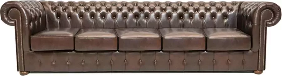 The Chesterfield Brand Chesterfield Bank Class Leer 5-zits Cloudy Donker Bruin