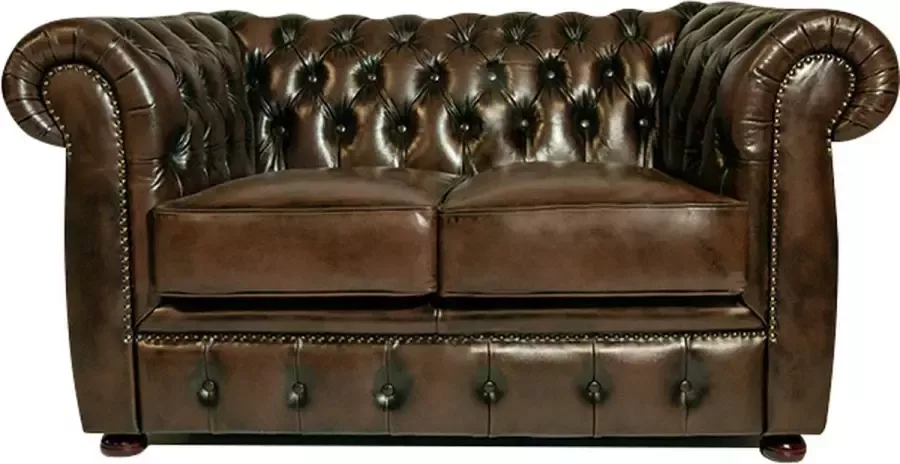 Chesterfield Bank Cresswell Leer 2-zits Antiek Bruin 2 tot 4 weken levertijd
