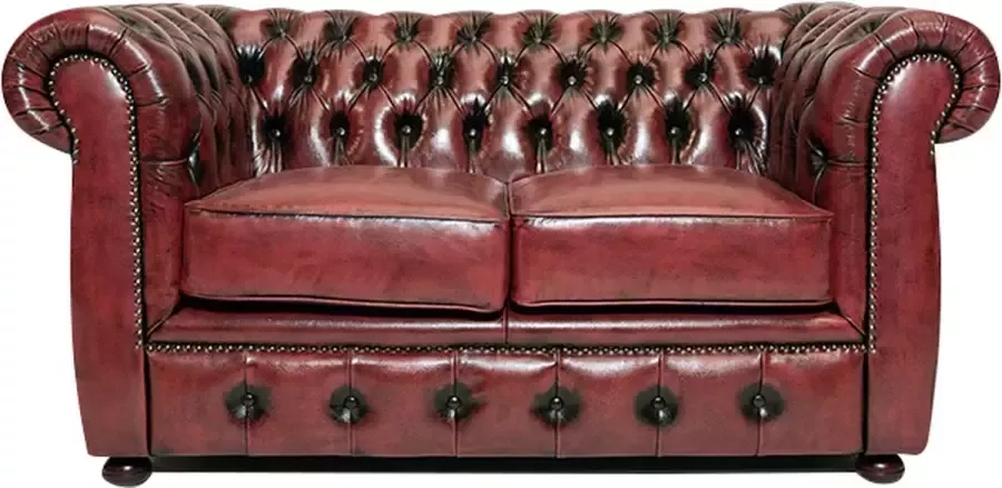 Chesterfield Bank Cresswell Leer 2-zits Antiek Nieuw Rood 2 tot 4 weken levertijd