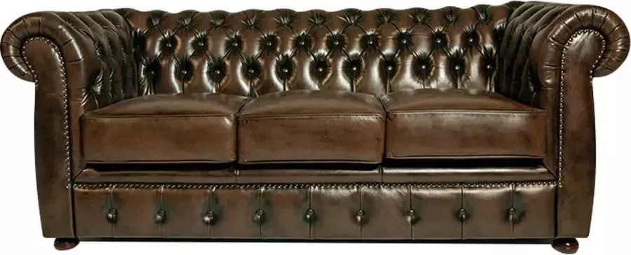 Chesterfield Bank Cresswell Leer 3-zits Antiek Bruin 2 tot 4 weken levertijd