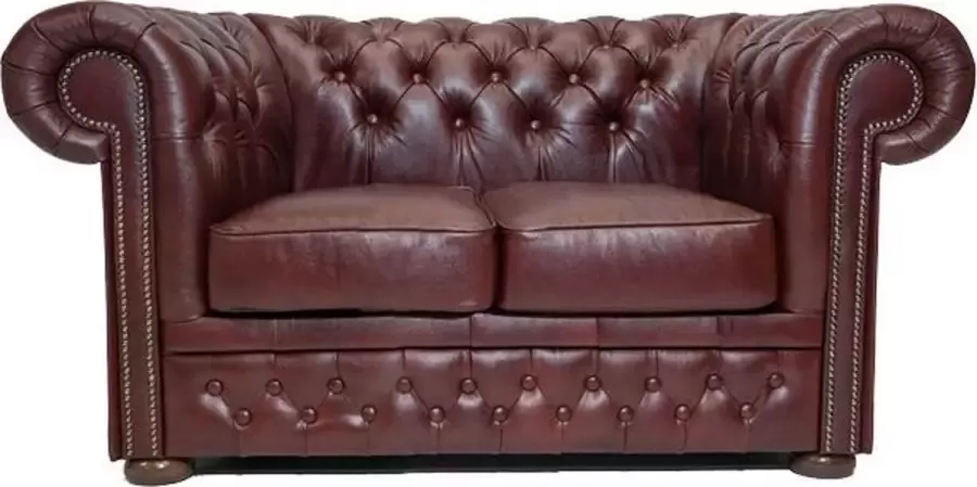 Chesterfield Bank First Class Leer 2-zits Cloudy Rood| 2 tot 4 weken levertijd