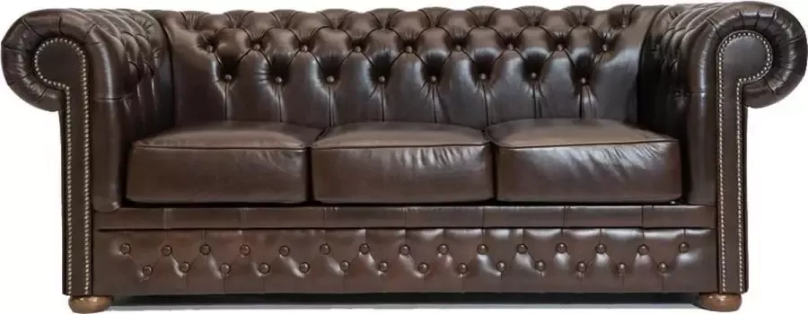 Chesterfield Bank First Class Leer 3-zits Cloudy Donker Bruin 12 jaar garantie
