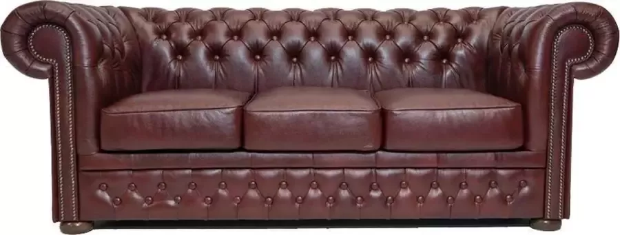 Chesterfield Bank First Class Leer 3-zits Cloudy Rood| 2 tot 4 weken levertijd