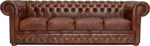 The Chesterfield Brand Chesterfield Bank First Class Leer 4-zits Cloudy Oud Bruin
