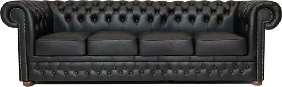 Chesterfield Bank First Class Leer 4-zits Shiny Zwart 2 tot 4 weken levertijd