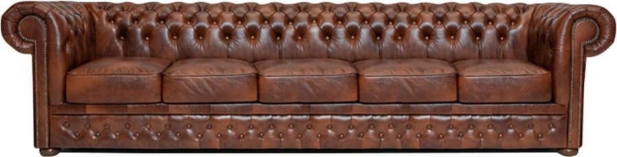 The Chesterfield Brand Chesterfield Bank First Class Leer 5-zits Cloudy Oud Bruin