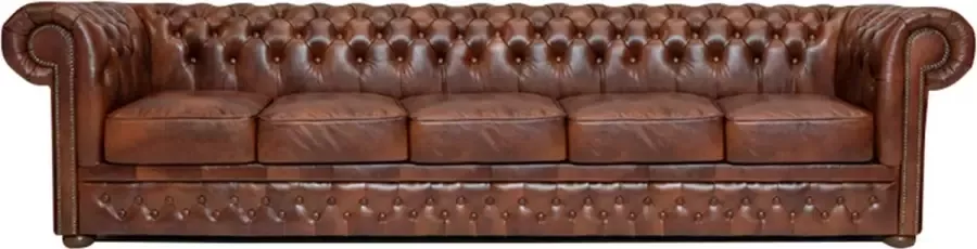 The Chesterfield Brand Chesterfield Bank First Class Leer 5-zits Cloudy Oud Bruin