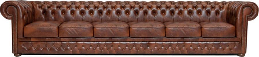 The Chesterfield Brand Chesterfield Bank First Class Leer 6-zits Cloudy Oud Bruin