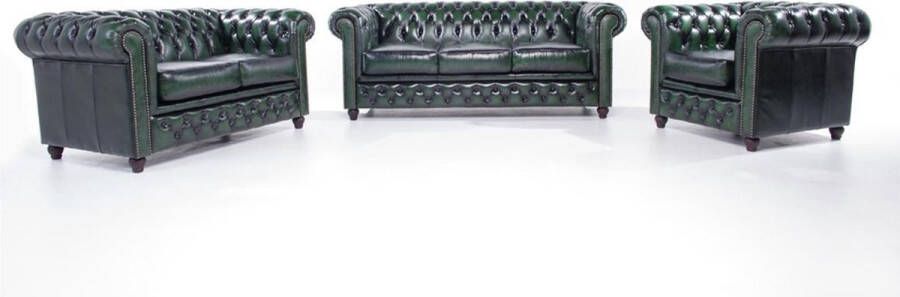 Chesterfield Bank Original Leer 1 + 2 + 3 zits Antiek Paars 12 jaar garantie