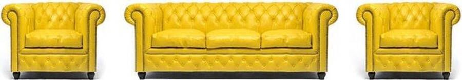 Chesterfield Bank Original Leer 2 + 3 zits Wit| 12 jaar garantie
