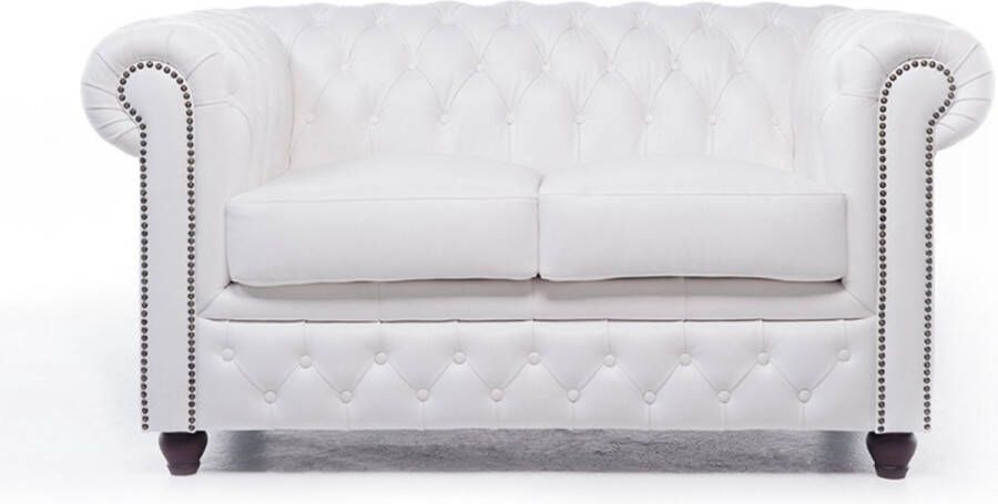 Chesterfield Bank Original Leer 2-zits Wit 12 jaar garantie