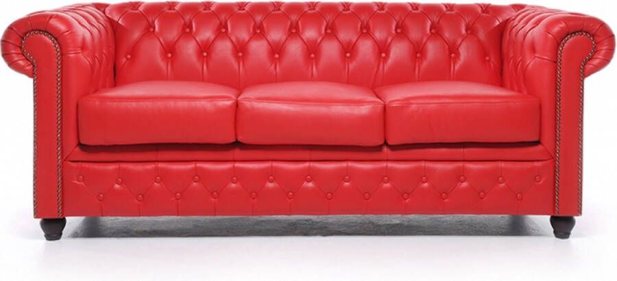 Chesterfield Bank Original Leer 3-zits Rood 12 jaar garantie