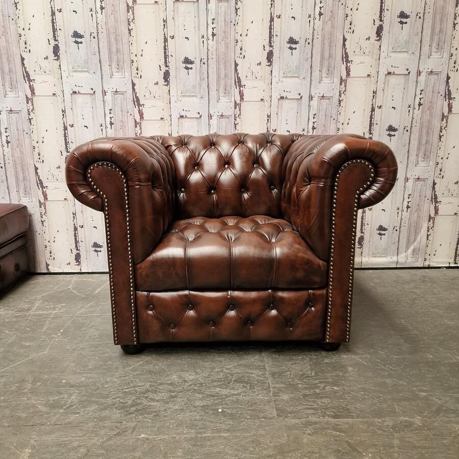 Chesterfield Brighton 1-zits Classic Fauteuil – Antiek Bruin Leer