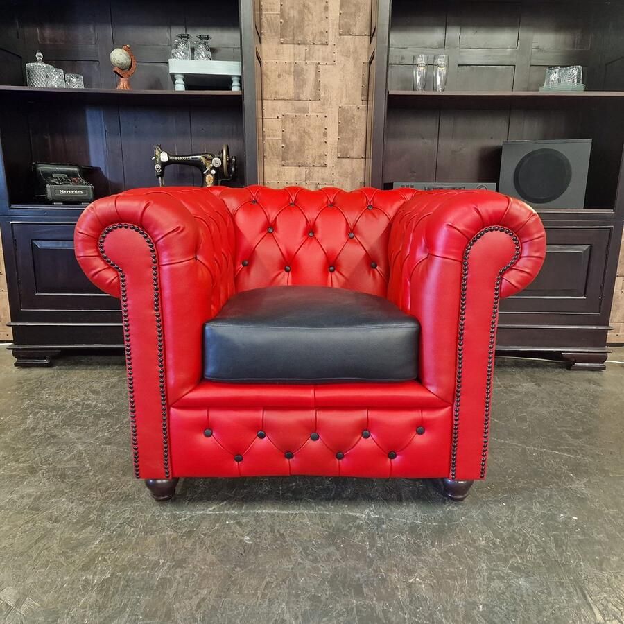 Chesterfield Brighton fauteuil Rood Zwart