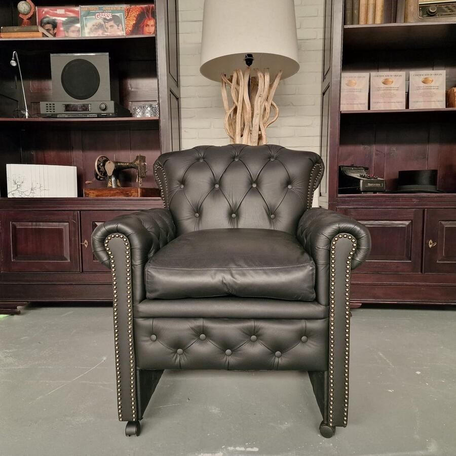 Chesterfield Classic Scott Eetkamerstoel – Zwart Leer