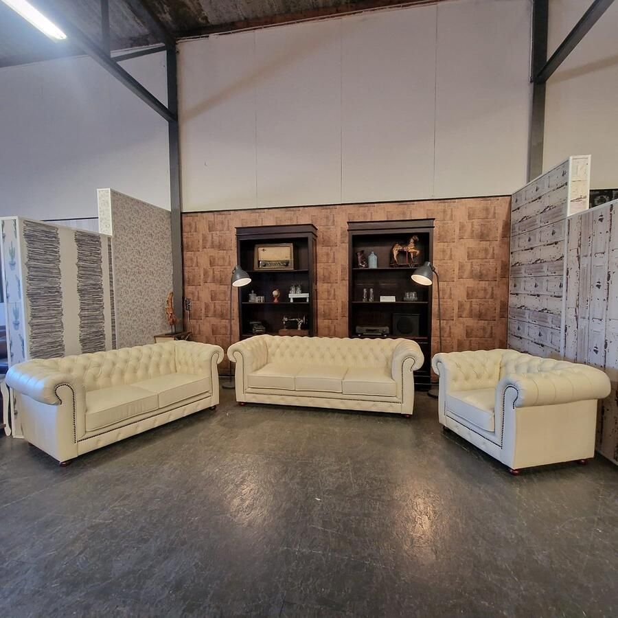 Chesterfield Cresswell Set 1 + 2 + 3 zits French White NIEUW!