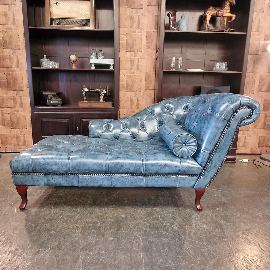 Chesterfield Daybed Antiek Blauw