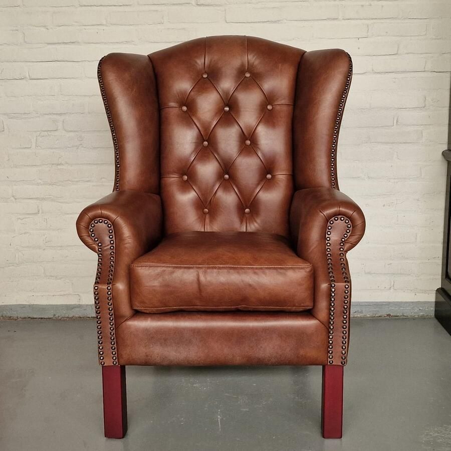 Chesterfield Gloucester Fauteuil – Classic Collectie – Handgemaakt Volleer – Vintage Bruin