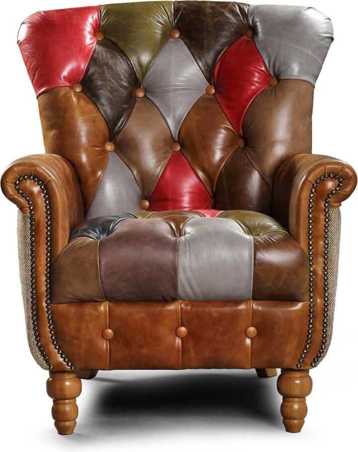 The Chesterfield Brand Chesterfield Azalea leer patchwork fauteuil