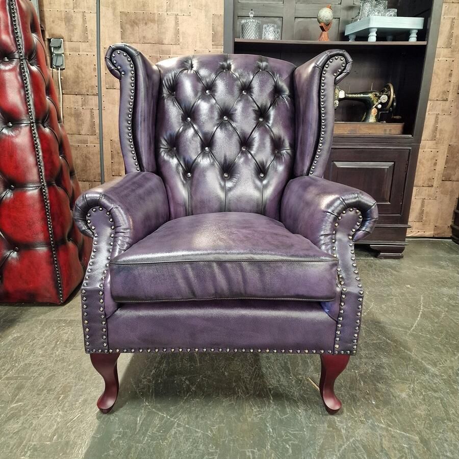 Chesterfield King fauteuil Antiek Paars