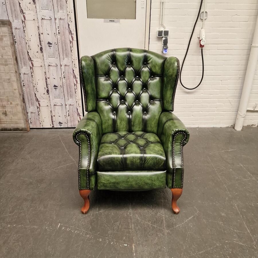 Chesterfield Lazychester Relax fauteuil – Antiek Groen Leer