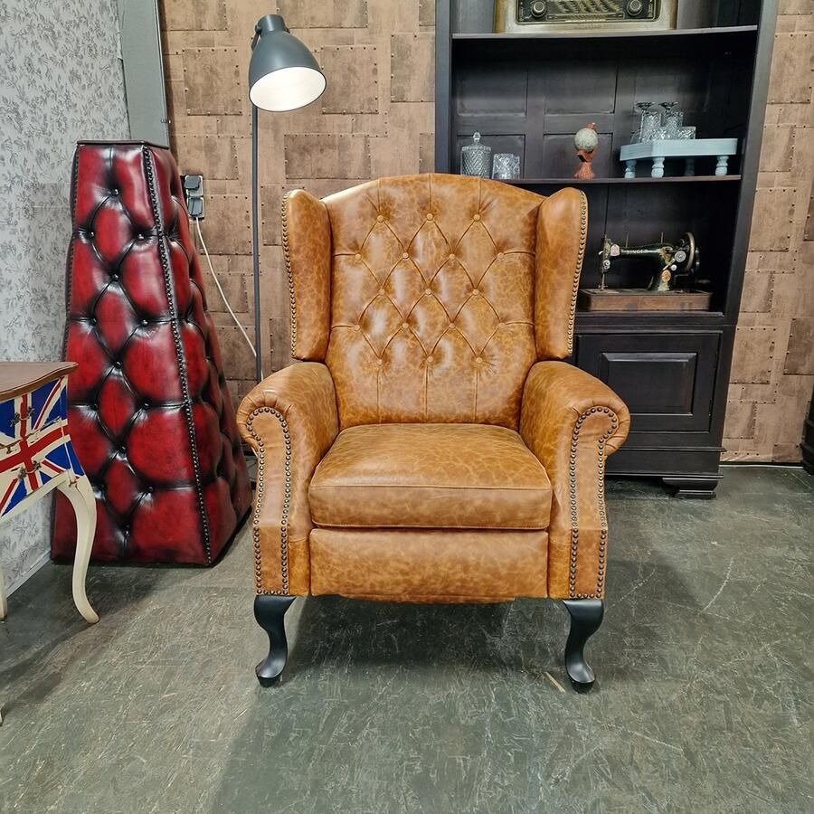 Chesterfield Lazychester relax fauteuil Vintage Bruin