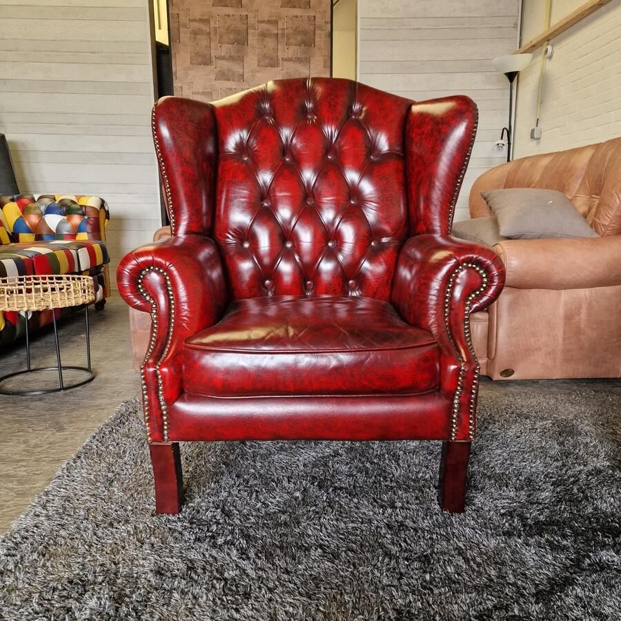 Chesterfield Lord Fauteuil Antiek Rood