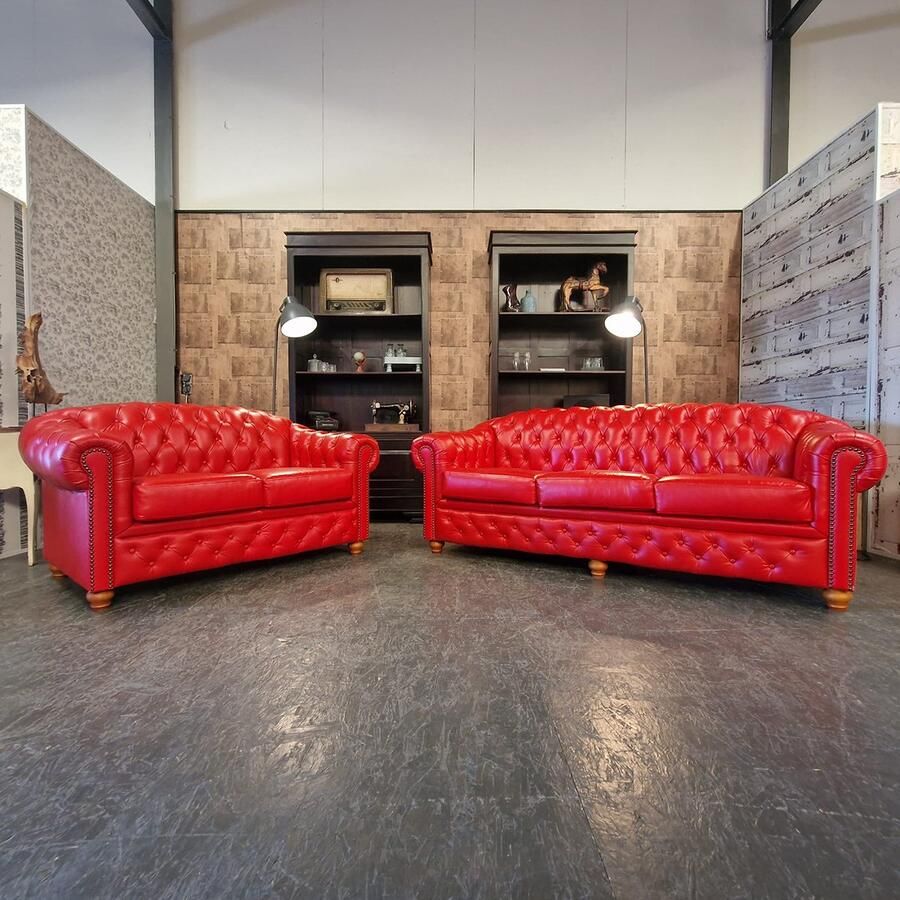 Chesterfield Melbourne Set 2 + 3 seater Red